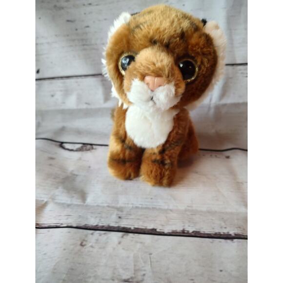 Adventure Planet Tiger 7.5inch Stuffed Plush Toy Animal With gold Sparkle Eyes - Picture 1 of 6